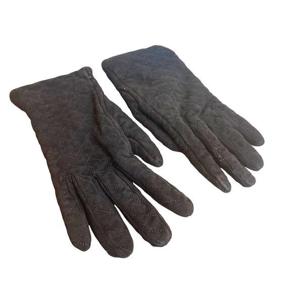 COACH Black Suede Quilted Women’s Gloves w Cashmere Lining - Picture 1 of 13
